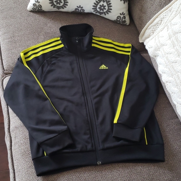 yellow adidas jacket with black stripes